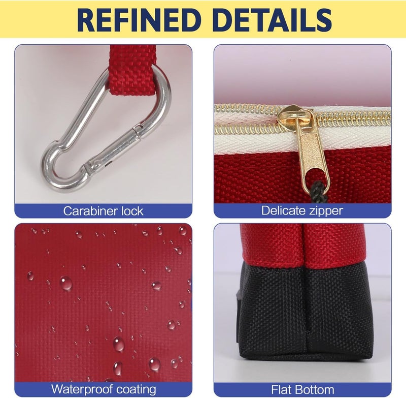 LeMotech Tool Pouches, Stand-Up Mini Tool Bag with Zipper, Heavy Duty Utility Tool Pouch for Tool Organizers and Storage, 8" Tool Bag, 4 Pack - Image 5